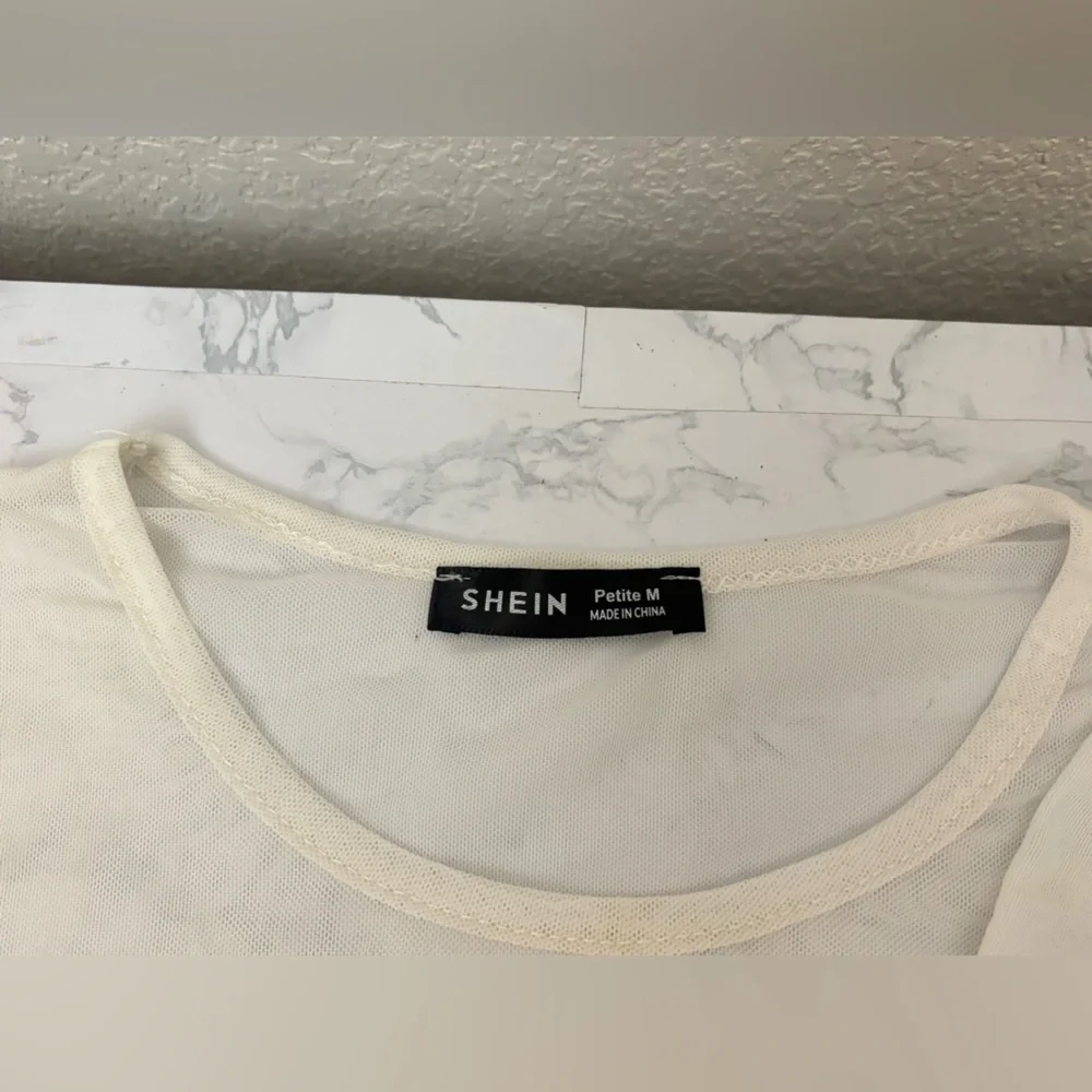 Shein Women Sz PM Petite Sleeve Crew Neck Sheet Top White Pullover Lot Of 2​